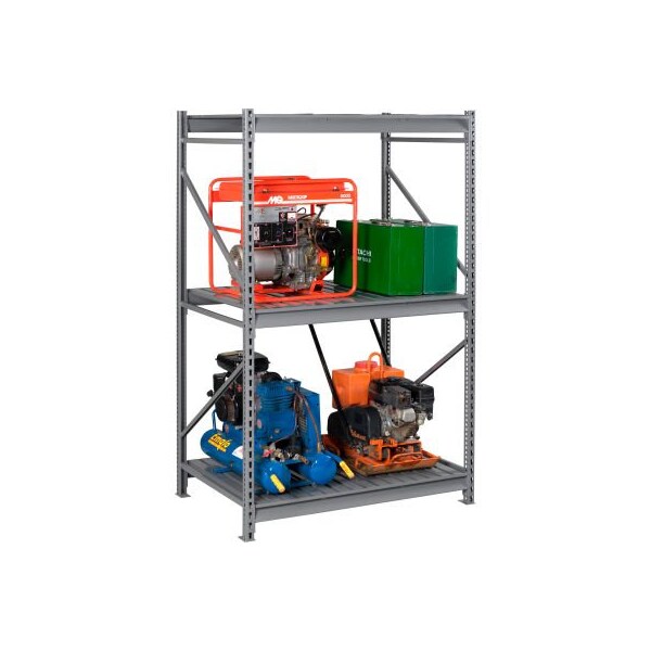 Tennsco Bulk Storage Rack - 72"W x 36"D x 84"H - Starter - 3 Shelf Levels - Steel Deck - Medium Gray